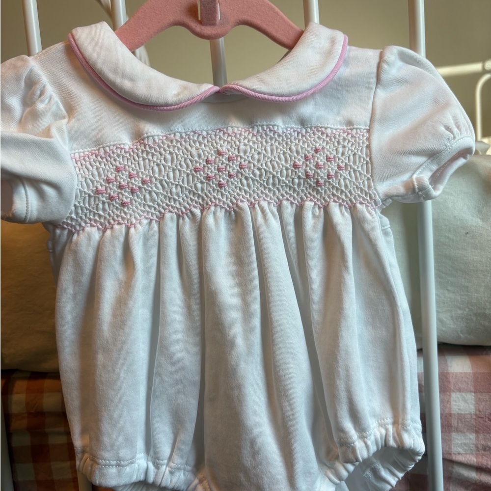 White Bubble with Pink Embroidery